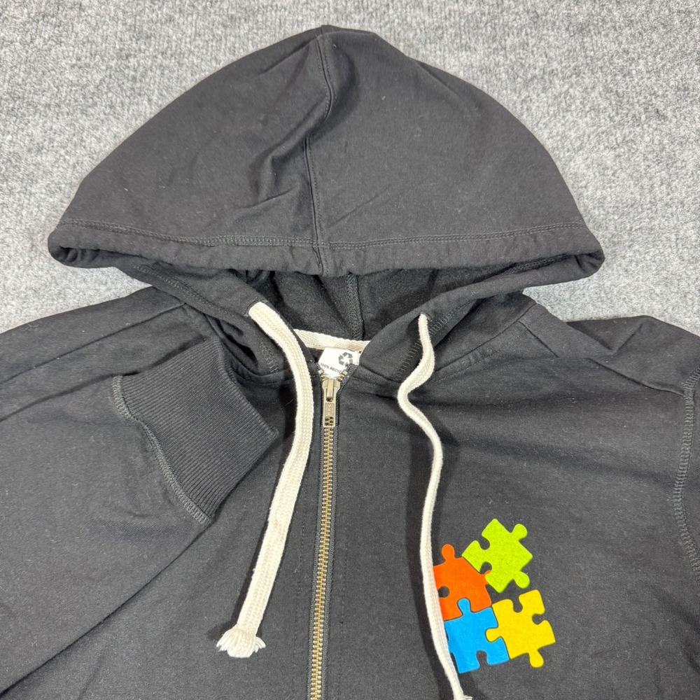 District Microsoft Hoodie Puzzle Graphic Zip Up Mens Large Black Cotton EUC